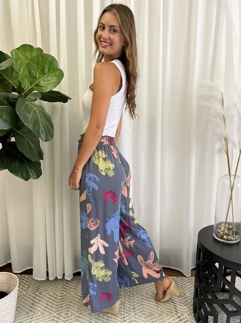 Abstract Floral Wide Leg Pant