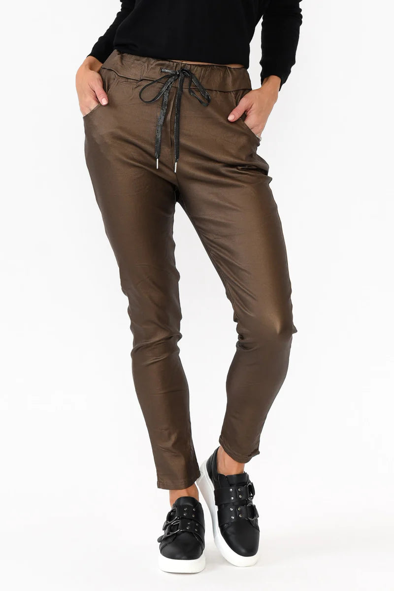 Coated Stretch Pant - Bronze