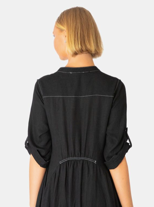 Black Dress with White Stitching