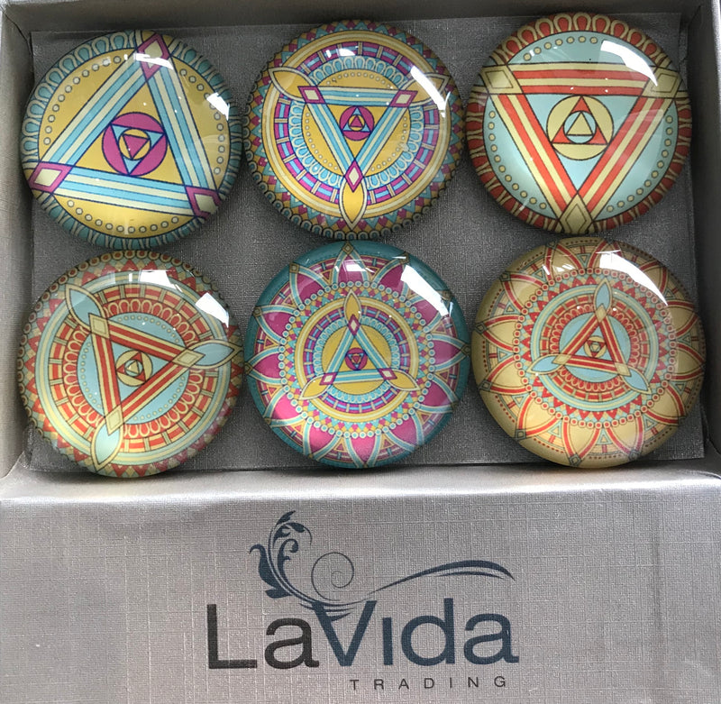 LaVida  6 Pack Glass Magnets- Triangles