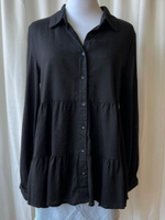 Tiered Linen Blouse - Black