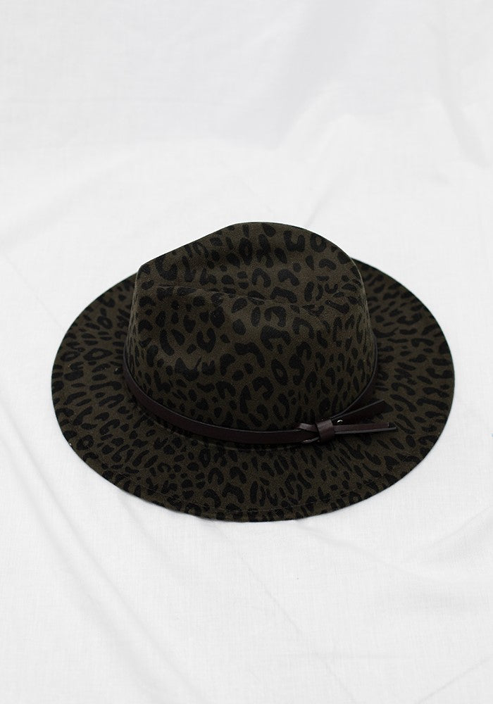 Leopard Print Hat - Khaki